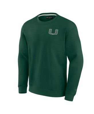 Men's and Women's Green Miami Hurricanes Super Soft Pullover Crew Sweatshirt