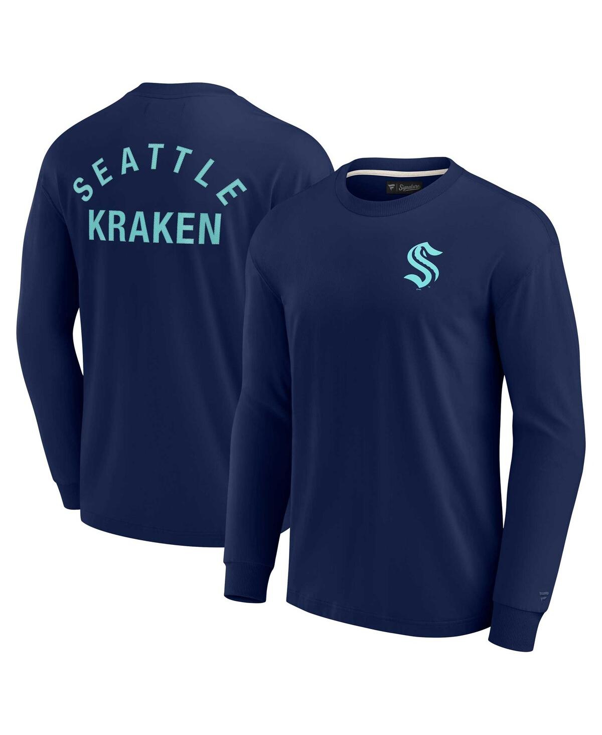 Men's and Women's Fanatics Signature Deep Sea Blue Seattle Kraken Super Soft Long Sleeve T-shirt - Deep Sea Blue