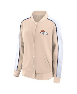 Women's Tan Denver Broncos Lounge Full-Snap Varsity Jacket