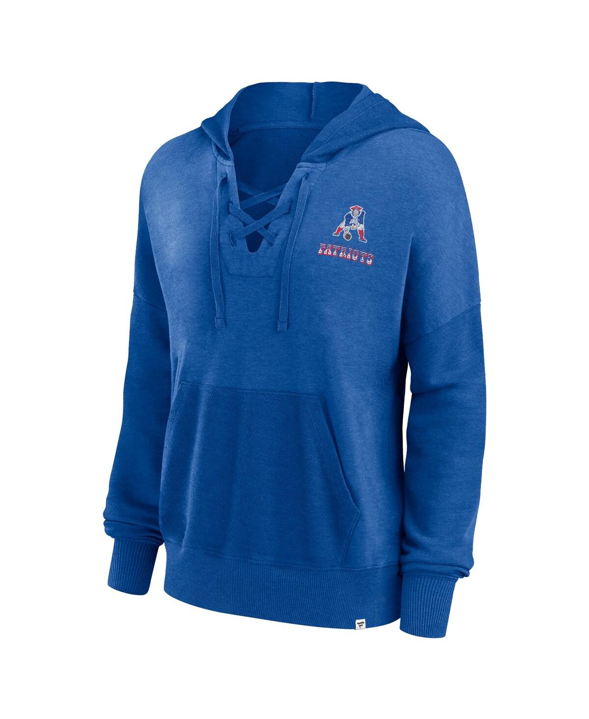 Women's FanaticsDistressed New England Patriots Heritage Snow Wash French Terry Lace-UpPullover Hoodie - Royal