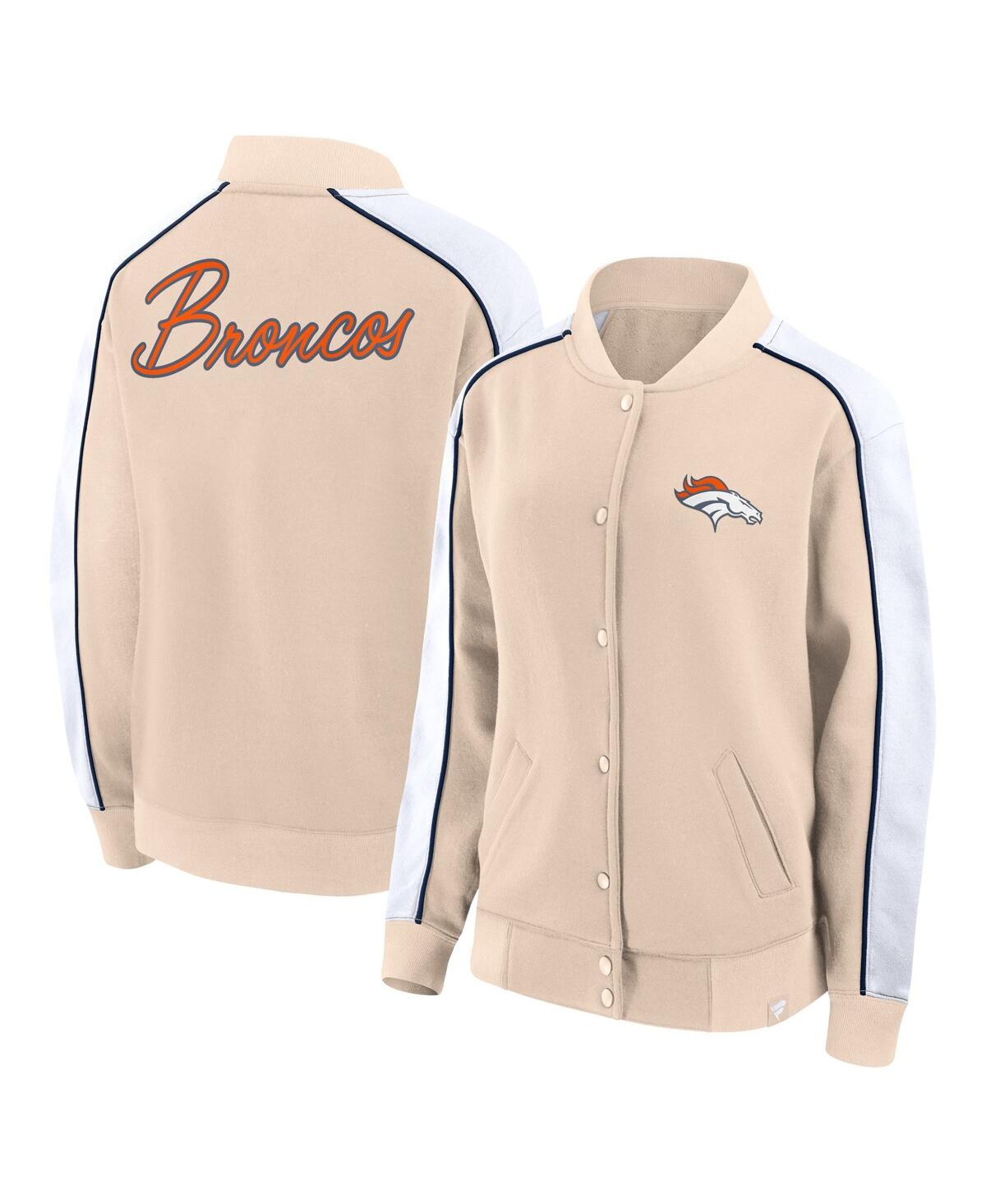 Women's Fanatics Tan Denver Broncos Lounge Full-Snap Varsity Jacket - Tan