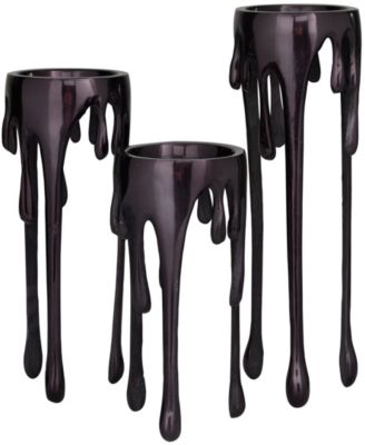 Aluminum Pillar Candle Holder with Dripping Melting Designed Legs Set of 3 - 12", 10", 8" H