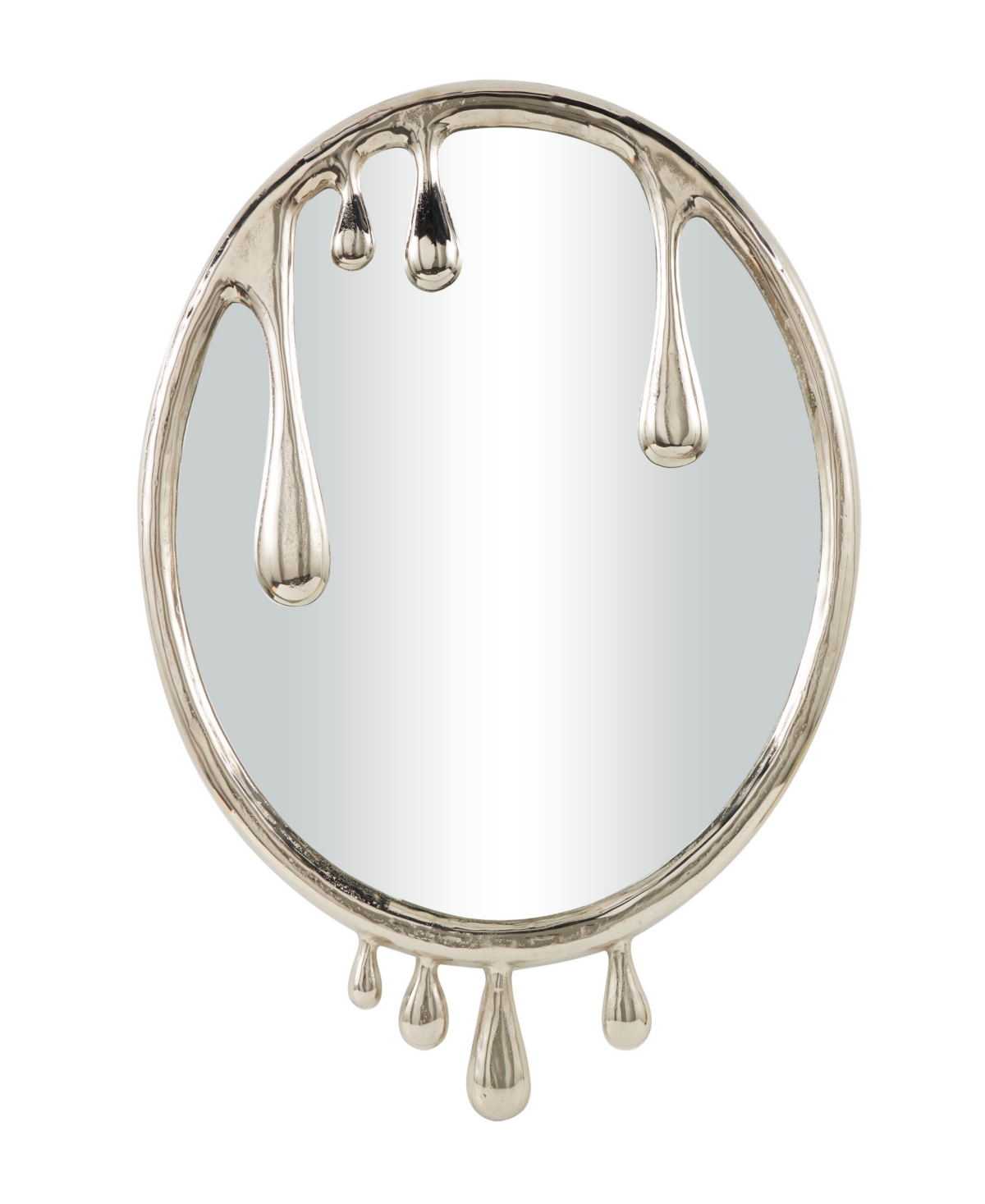 Aluminum Abstract Drip Wall Mirror with Melting Designed Frame, 36" x 1" x 43" - Silver
