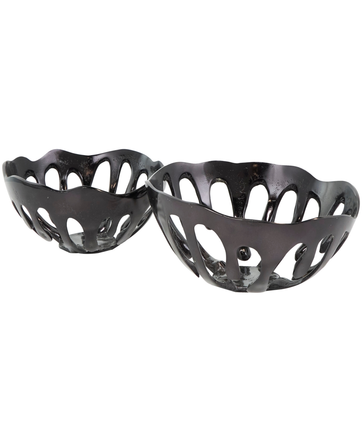 Shop Rosemary Lane Aluminum Drip Decorative Bowl With Open Frame Design, Set Of 2 In Black