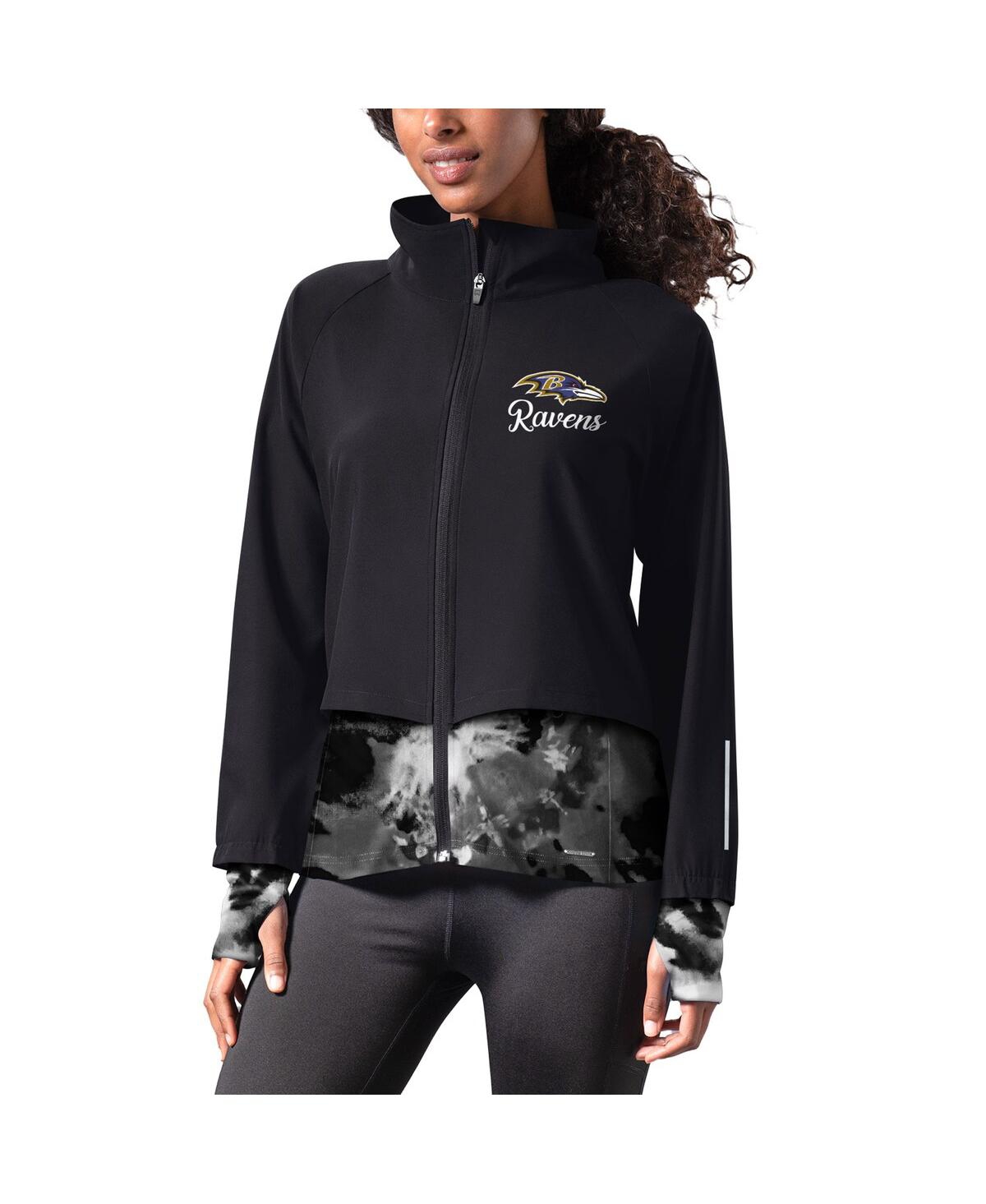 Women's Msx by Michael Strahan Black Baltimore Ravens Grace Raglan Full-Zip Running Jacket - Black
