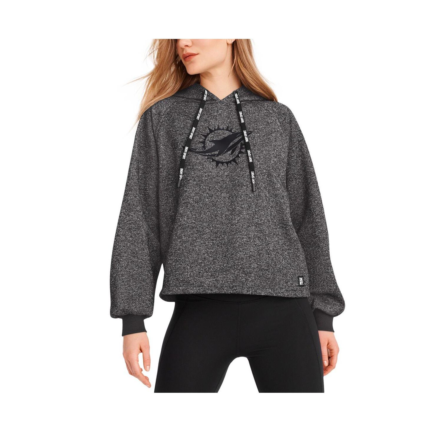 Women's Black Miami Dolphins Debbie Dolman Raglan Pullover Hoodie
