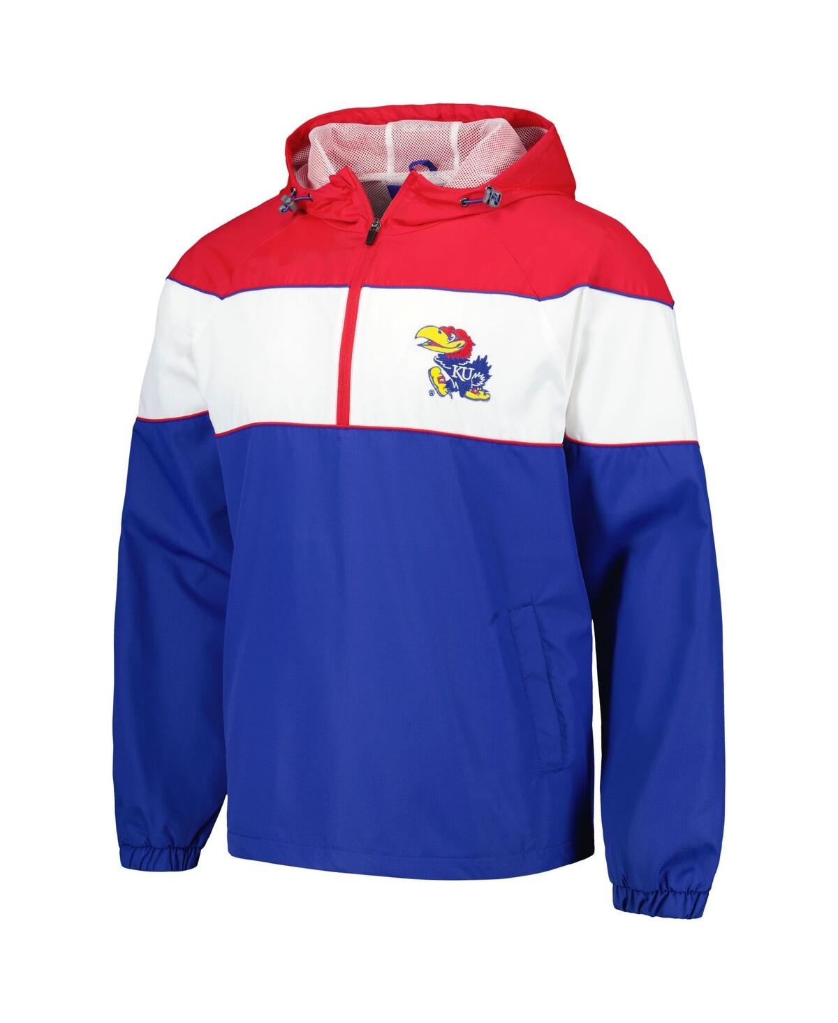 Shop G-iii Sports By Carl Banks Men's  Royal Kansas Jayhawks Center Line Half-zip Raglan Hoodie Jacket