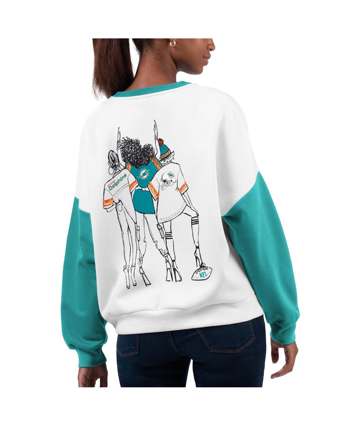 Shop G-iii 4her By Carl Banks Women's  White Miami Dolphins A-game Pullover Sweatshirt