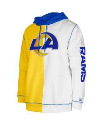Men's Gold, White Los Angeles Rams Third Down Split Raglan Pullover Hoodie