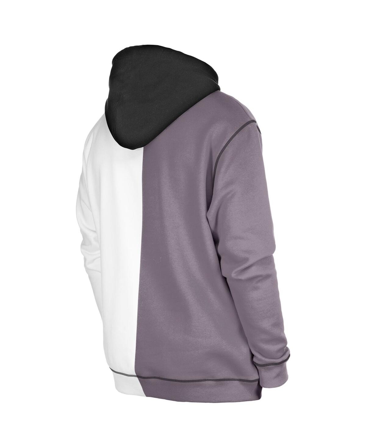 NEW ERA MEN'S NEW ERA SILVER, WHITE LAS VEGAS RAIDERS THIRD DOWN SPLIT RAGLAN PULLOVER HOODIE 
