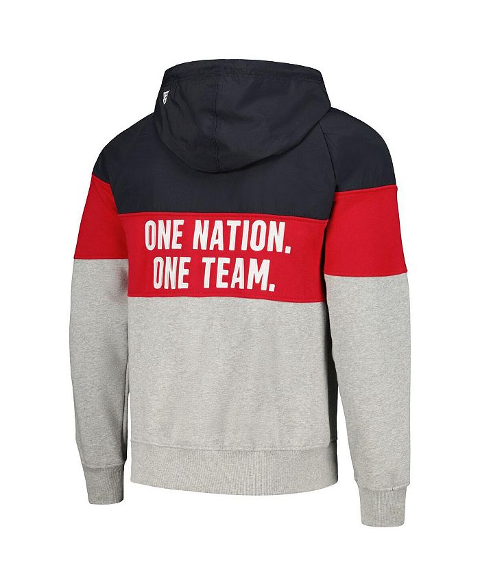 New Era Men's 5th & Ocean by Navy, Gray USMNT Raglan QuarterZip Hoodie