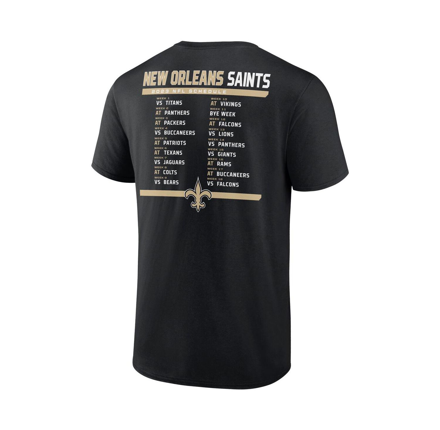 Men's Black, White New Orleans Saints Two-Pack 2023 Schedule T-shirt Combo Set