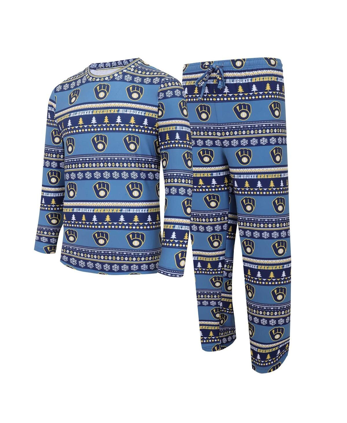 Men's Concepts Sport Navy Milwaukee Brewers Knit Ugly Sweater Long Sleeve Top and Pants Set - Navy