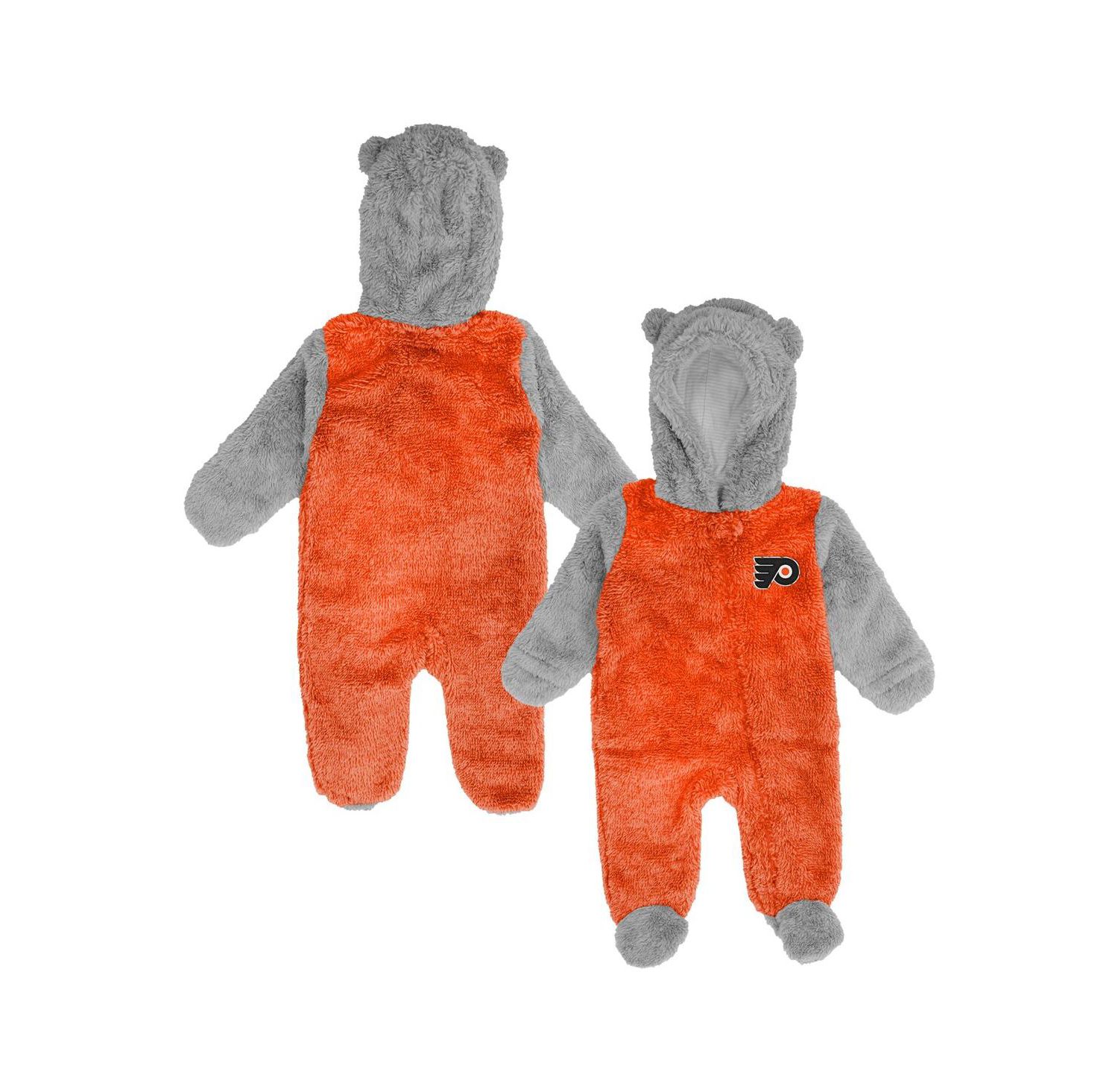 Newborn and Infant Boys and Girls Orange Philadelphia Flyers Game Nap Teddy Fleece Bunting Full-Zip Sleeper