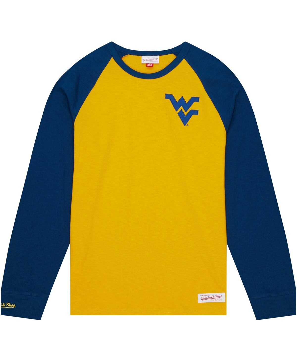 Men's Mitchell & NessWest Virginia Mountaineers Legendary Slub Raglan Long Sleeve T-shirt - Gold