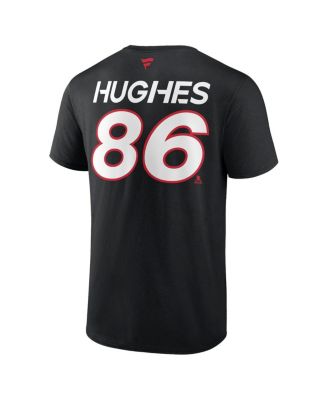 Men's Jack Hughes Black New Jersey Devils Authentic Pro Prime Name and Number T-shirt
