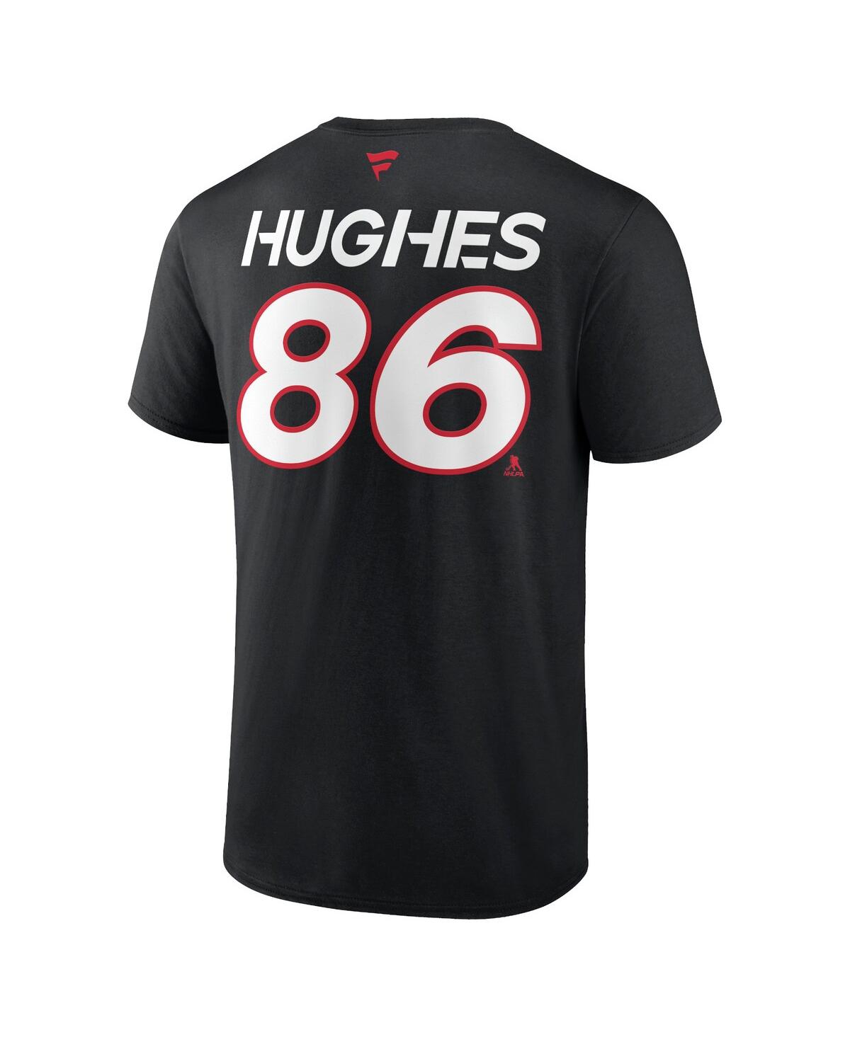 Men's Fanatics Jack HughesNew Jersey Devils Authentic Pro Prime Name and Number T-shirt - Black