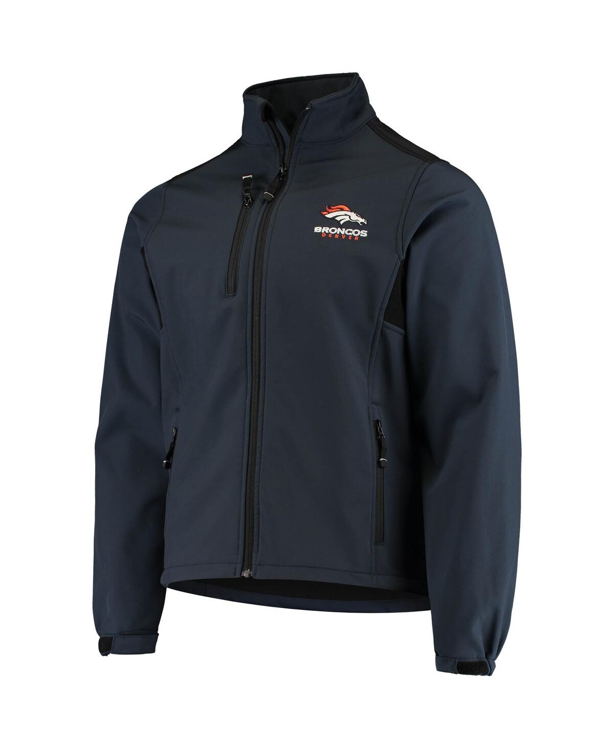 DUNBROOKE MEN'S DUNBROOKE NAVY DENVER BRONCOS CIRCLE SOFTSHELL FLEECE FULL-ZIP JACKET 