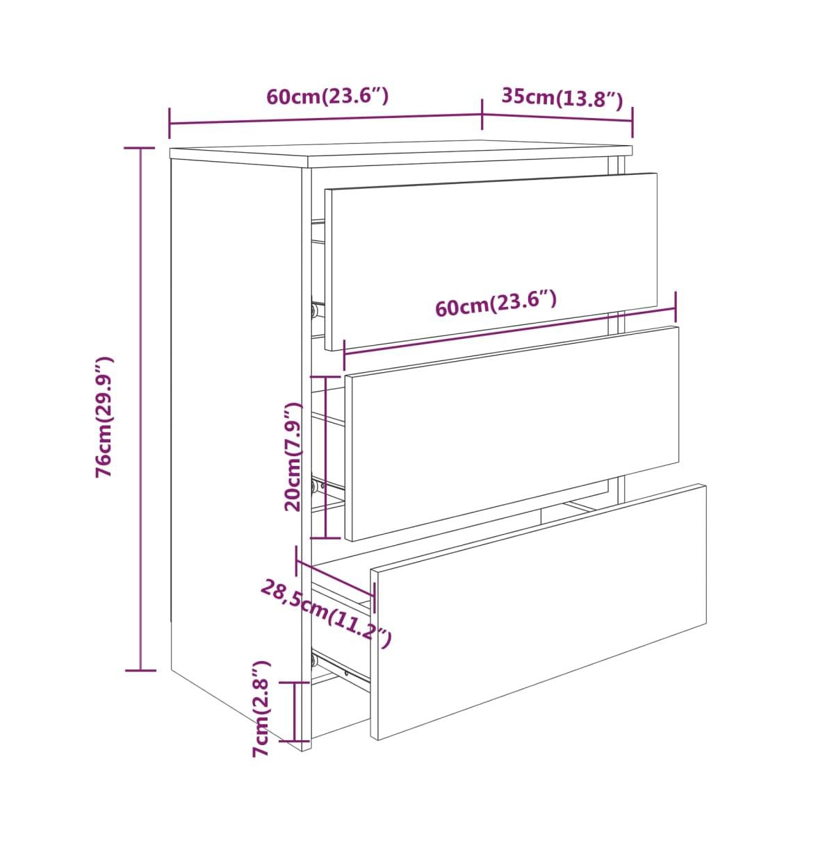 Sideboard Concrete Gray 23.6"x13.8"x29.9" Engineered Wood