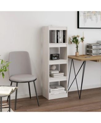 Book Cabinet Room Divider White 15.7"x11.8"x53.3" Solid Wood Pine
