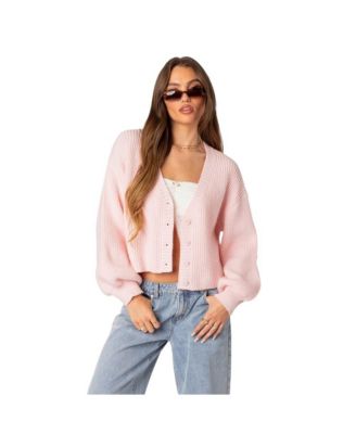 Edikted Women's Sabrina Chunky Knit Cropped Cardigan - Macy's