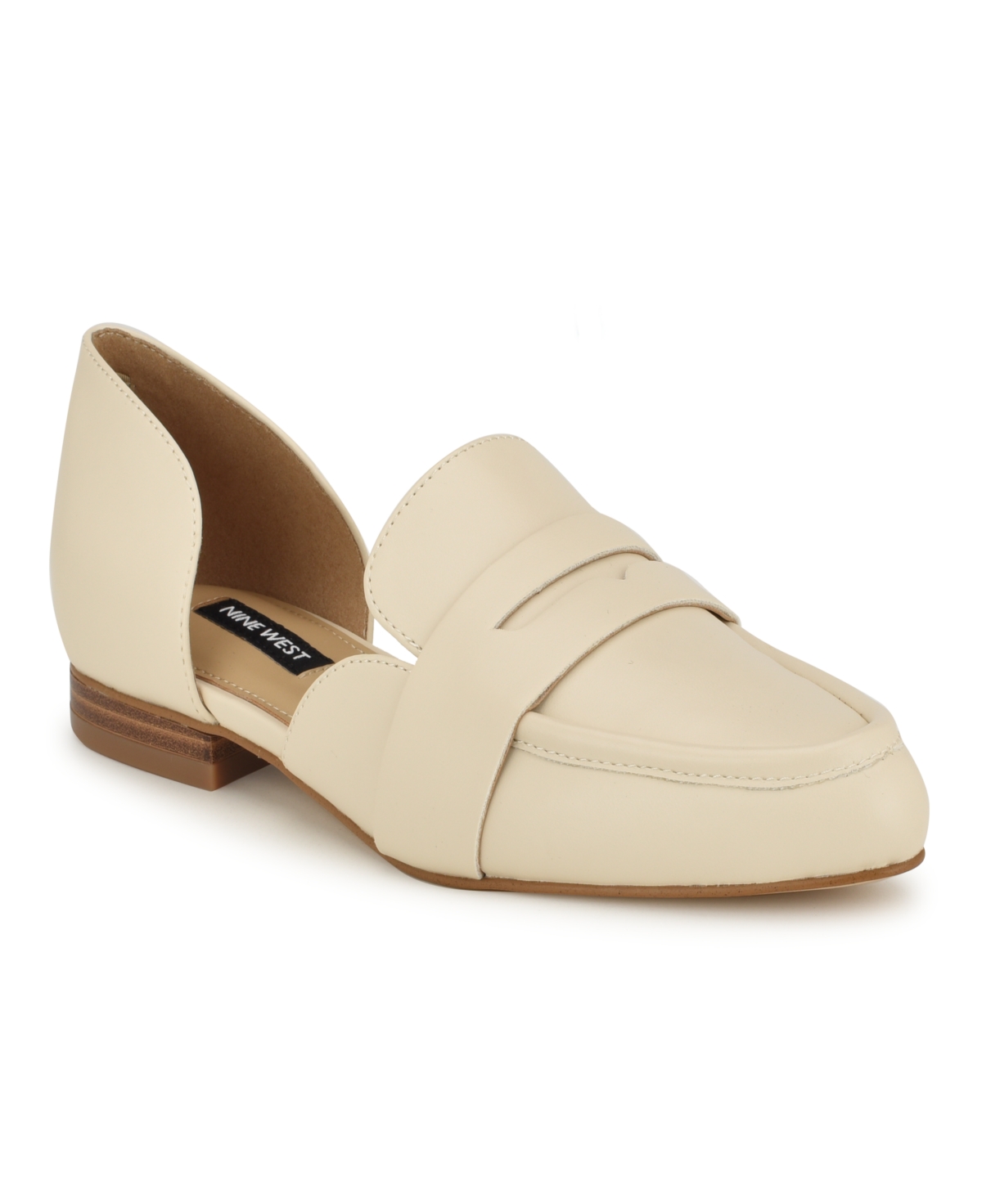 Nine West Women's Gorel D'Orsay Pointy Toe Dress Flat Loafers - Cream - Faux Leather