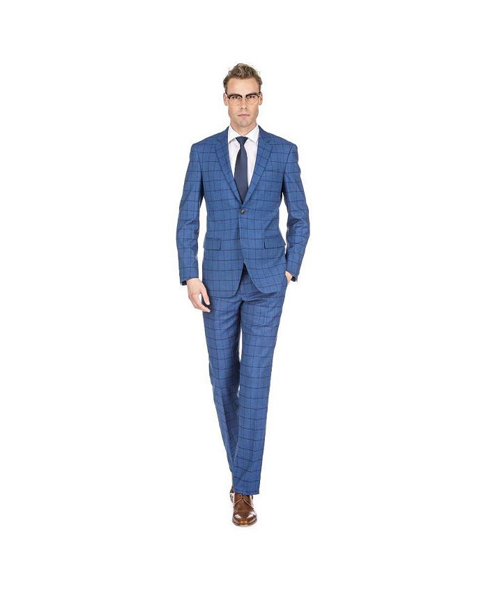 Braveman Brave man Men's Window Pane Slim Fit Suits - Macy's