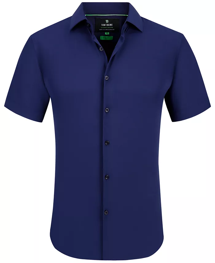 Men's Slim Fit Short Sleeve Performance Button Down Dress Shirt - thumbnail 4