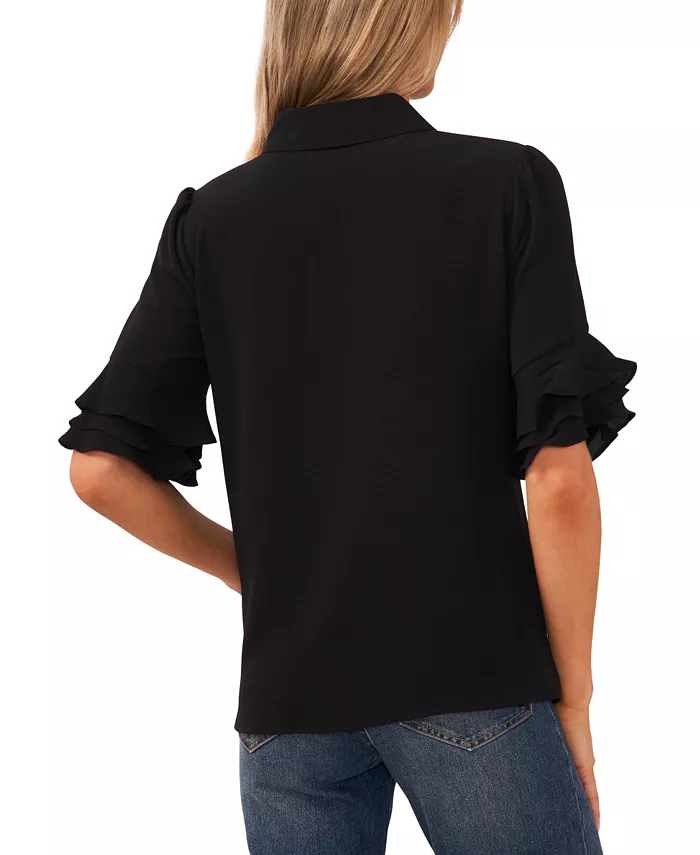 Women's Button-Front Ruffled 3/4-Sleeve  Blouse - thumbnail 3