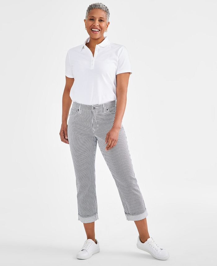 Style & Co Women's Striped Mid-Rise Curvy Capri Pants, Created for Macy's -  Macy's