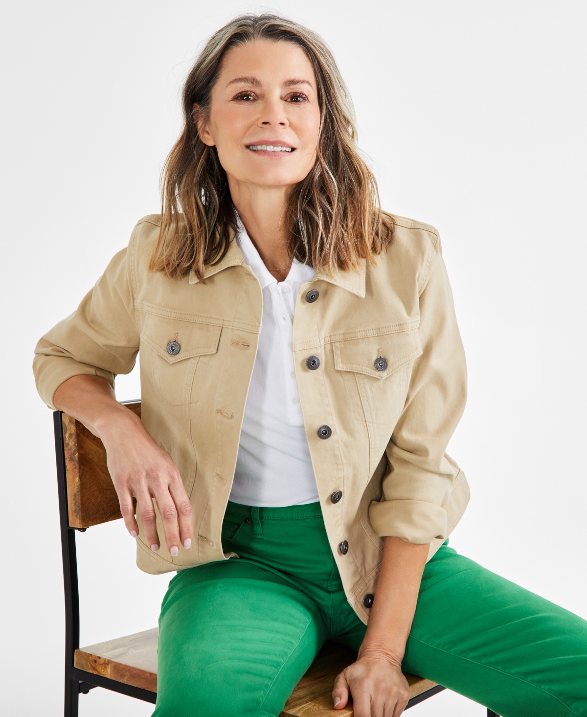 Style & Co Women's Classic Denim Jacket, Regular & Petite, Created For Macy's In Travertine Tile