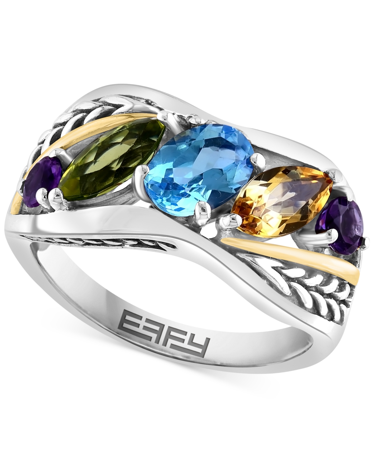 Effy Collection Effy Multi-gemstone Statement Ring (2-5/8 Ct. T.w.) In Sterling Silver & 18k Gold-plate In Gold Over Silver