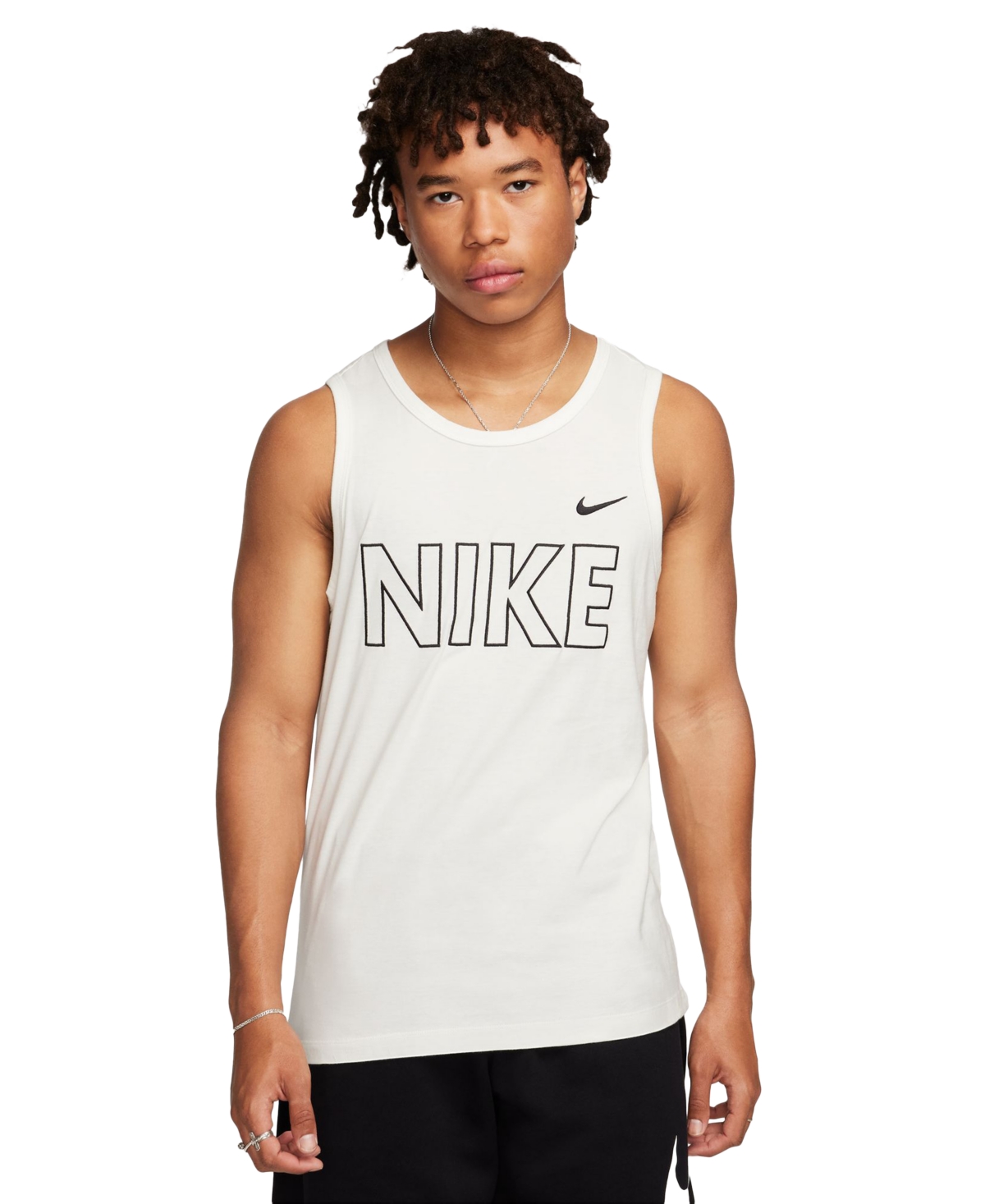 Nike Men's Sportswear Logo Graphic Tank In Sail,(black)