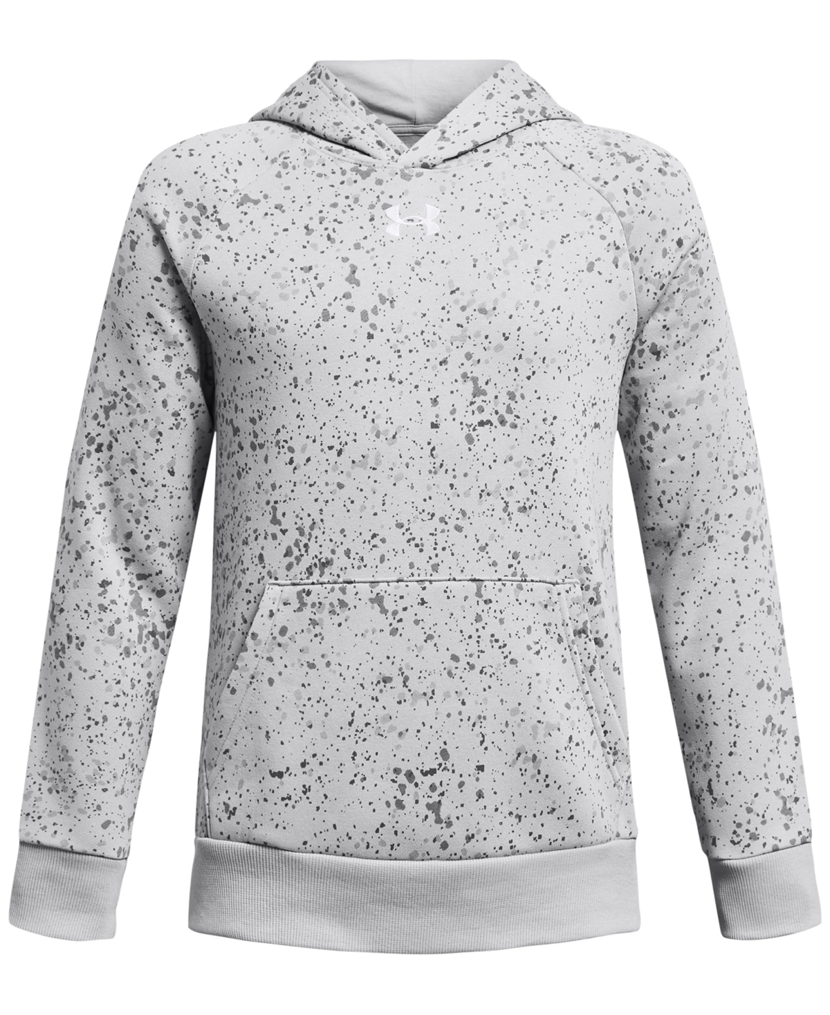 Shop Under Armour Big Boys Rival Splatter-print Fleece Hoodie In Mod Gray,white