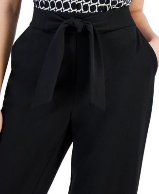 Petite Tie-Front Pull-On Wide-Leg Pants