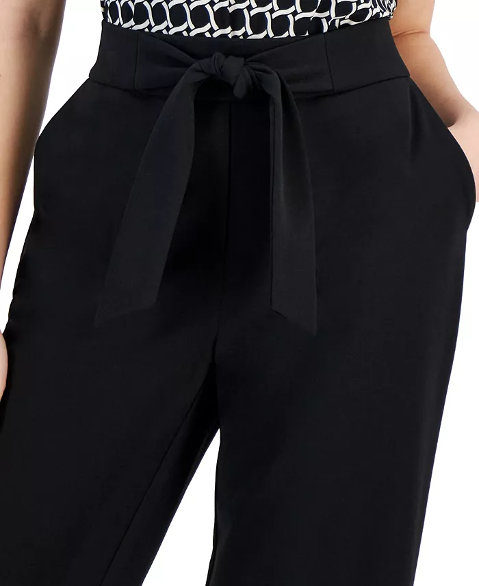 AK Anne Klein Petite Tie-Front Pull-On Wide-Leg Pants - thumbnail 2