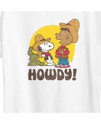 Trendy Plus Size Peanuts Snoopy & Franklin Western Cowboy Howdy Graphic T-shirt