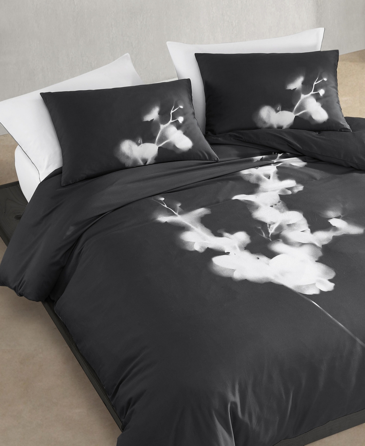 Shop Calvin Klein Orchid Cotton Sateen 3 Piece Duvet Cover Set, King In Charcoal