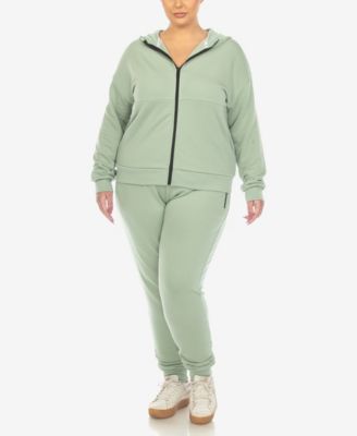 Plus Size Fleece Lined 2-Piece Tracksuit Set