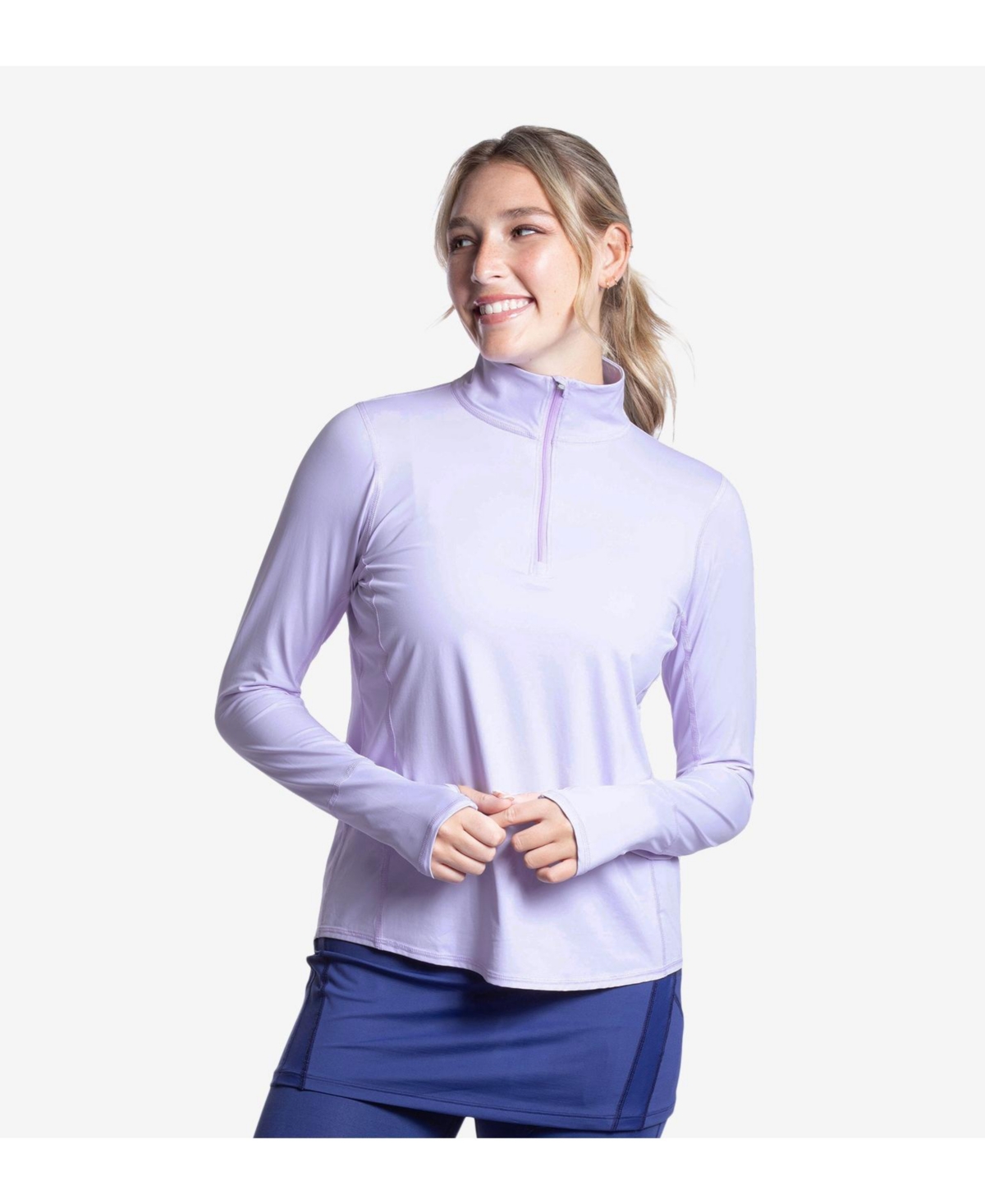 Women's Upf 50+ Sun Protective Relaxed Mock Zip Top - Lavender
