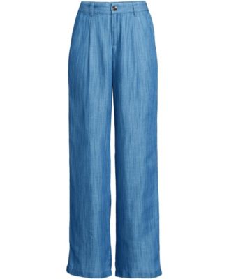 Women's High Rise TENCEL Fiber Pleated Wide Leg Pants
