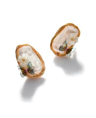 Women's White  Butterfly Stud Earrings