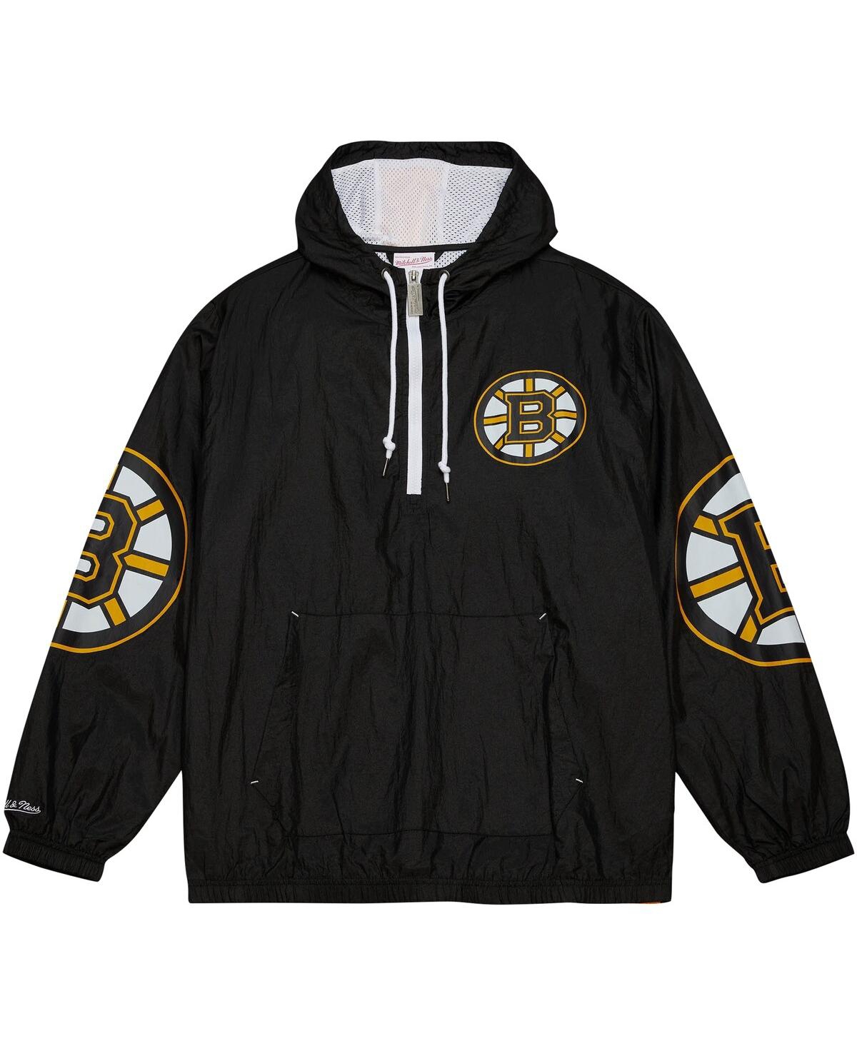 Shop Mitchell & Ness Men's  Black Boston Bruins Team Og 2.0 Anorak Half-zip Windbreaker Jacket