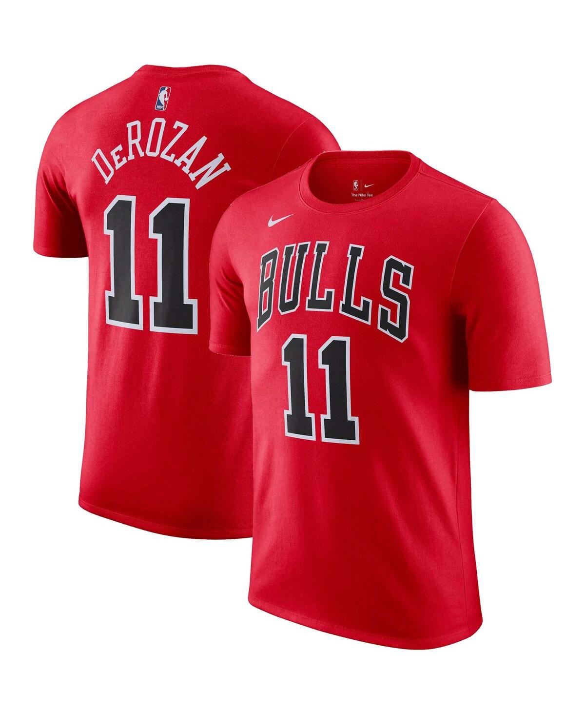 Shop Nike Men's  Demar Derozan Red Chicago Bulls Icon 2022/23 Name And Number T-shirt