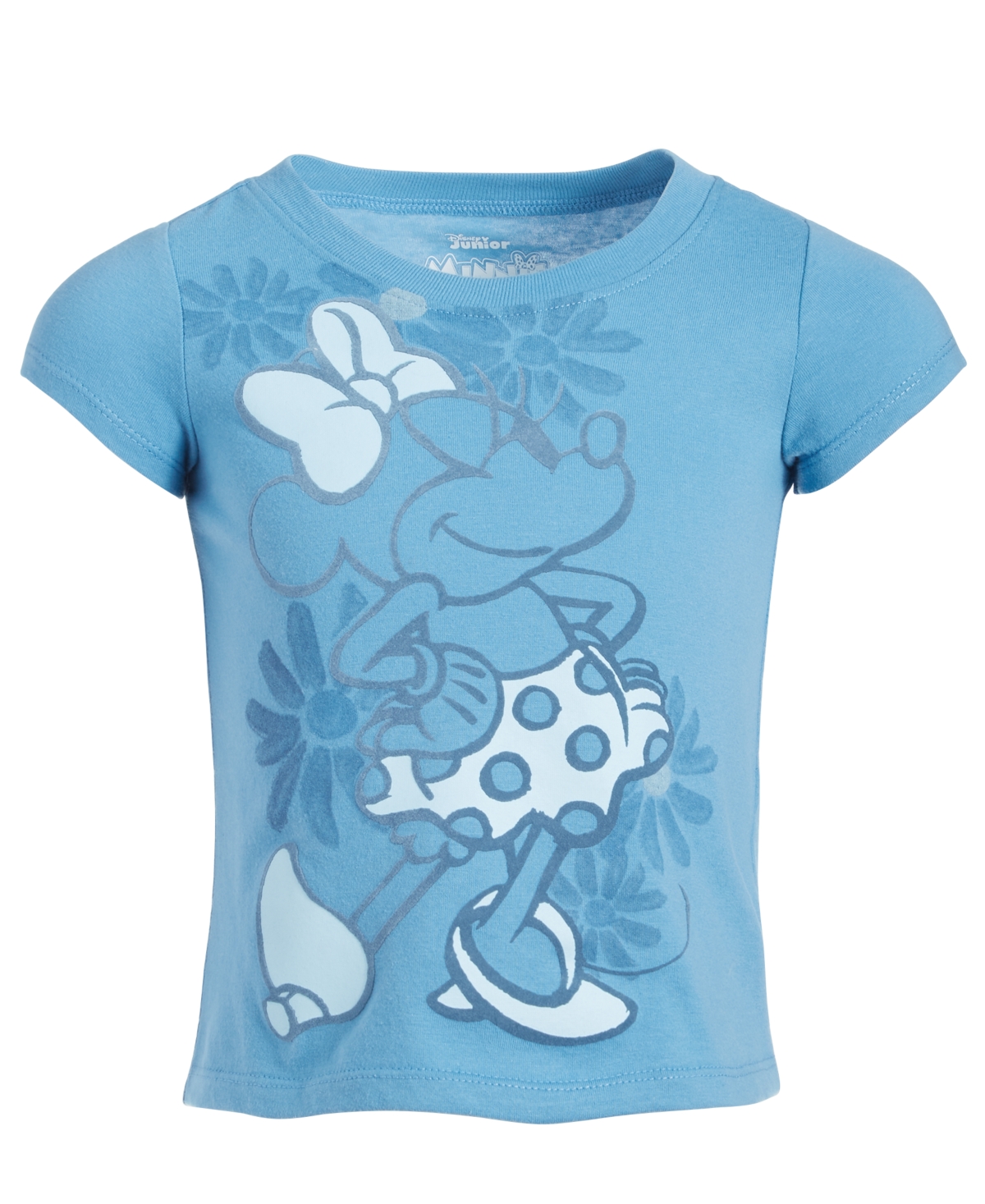 Disney Kids' Toddler & Little Girls Minnie Mouse Flocked Graphic T-shirt In Blue