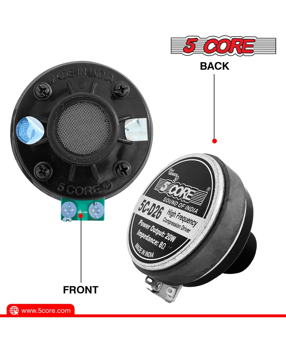 5 Core Horn Speaker Throat Screw On Tweeter Driver Horn 4X10 Inch Rectangle All Weather Directivity Speaker Horn Throat -Hise 4X10 1PC + 5C-D26