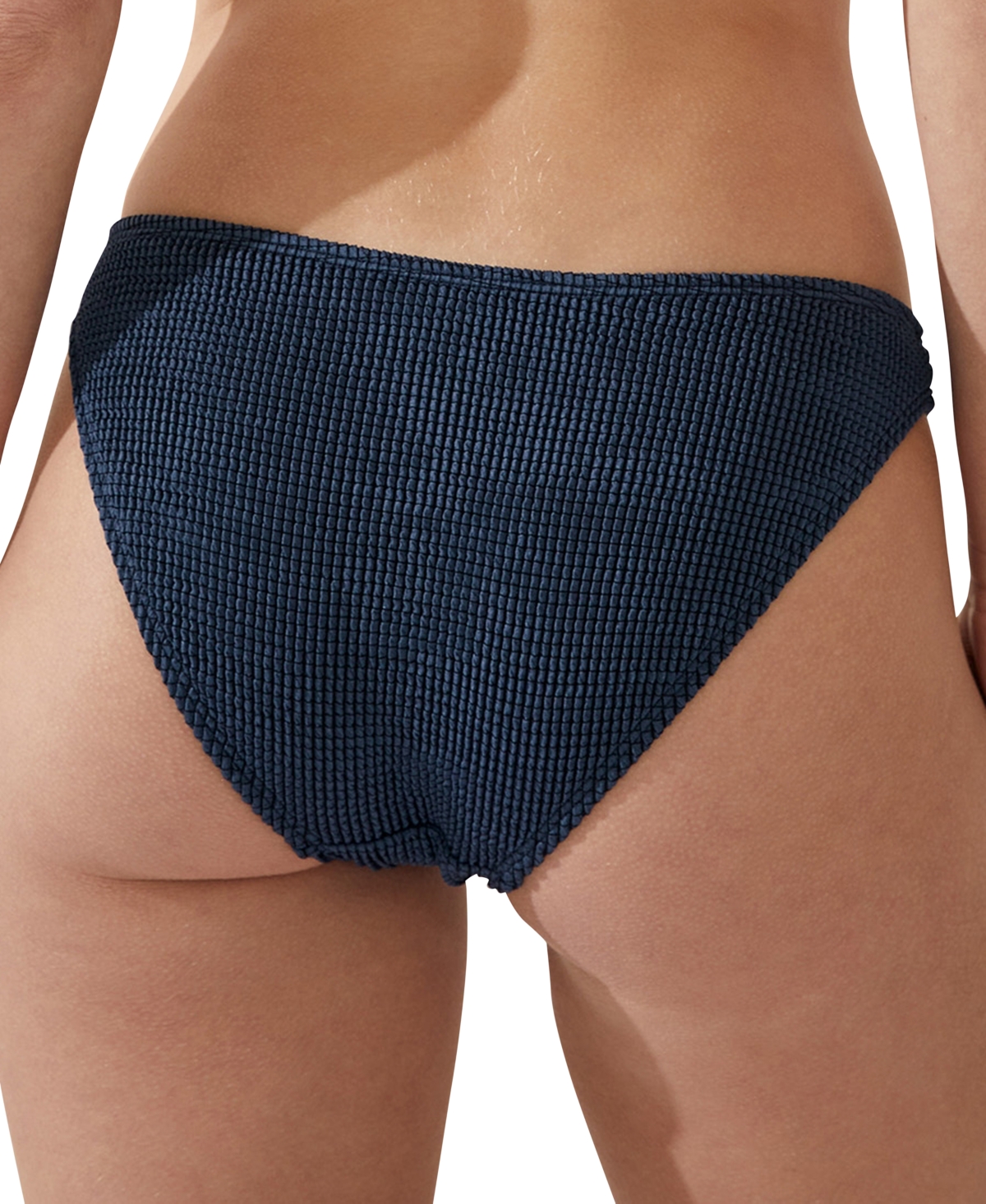 Shop Cotton On Women's Textured Full-coverage Bikini Bottoms In Tidal Navy,black Crinkle