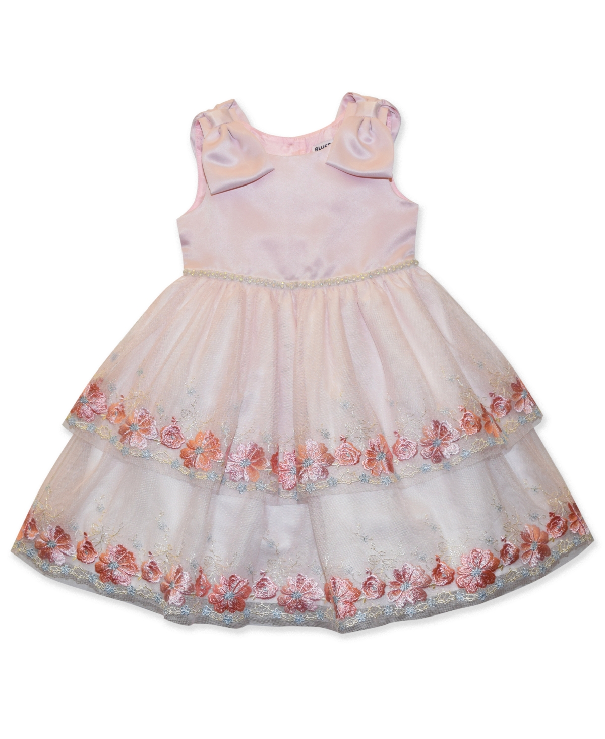 Shop Blueberi Boulevard Baby Girls Tiered Embroidery Dress In Light Mauve Pink