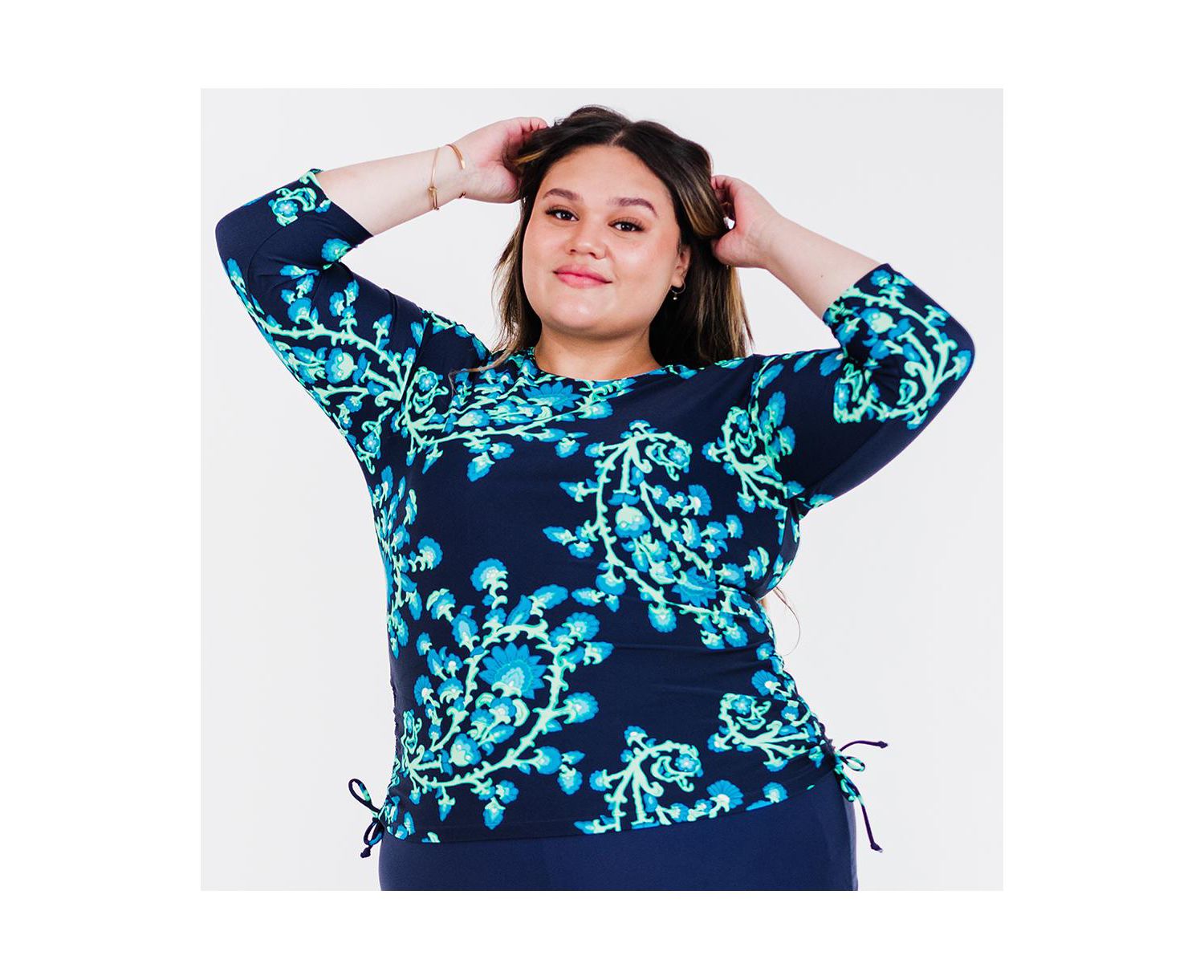 Plus Size 3/4 Sleeve Rash Guard UPF 50+ Margaux Swim Top