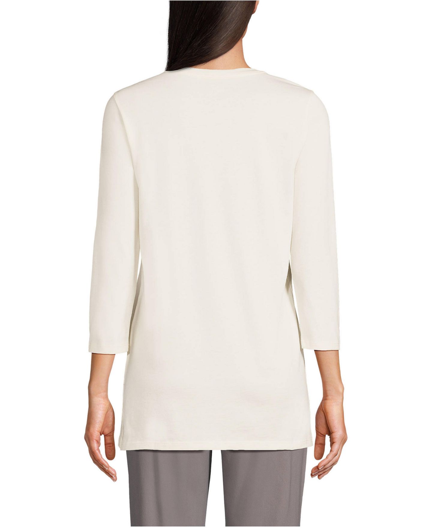 Женский топ Lands' End Sleeve Cotton Supima Tunic, цвет: Слоновая кость — фото 2